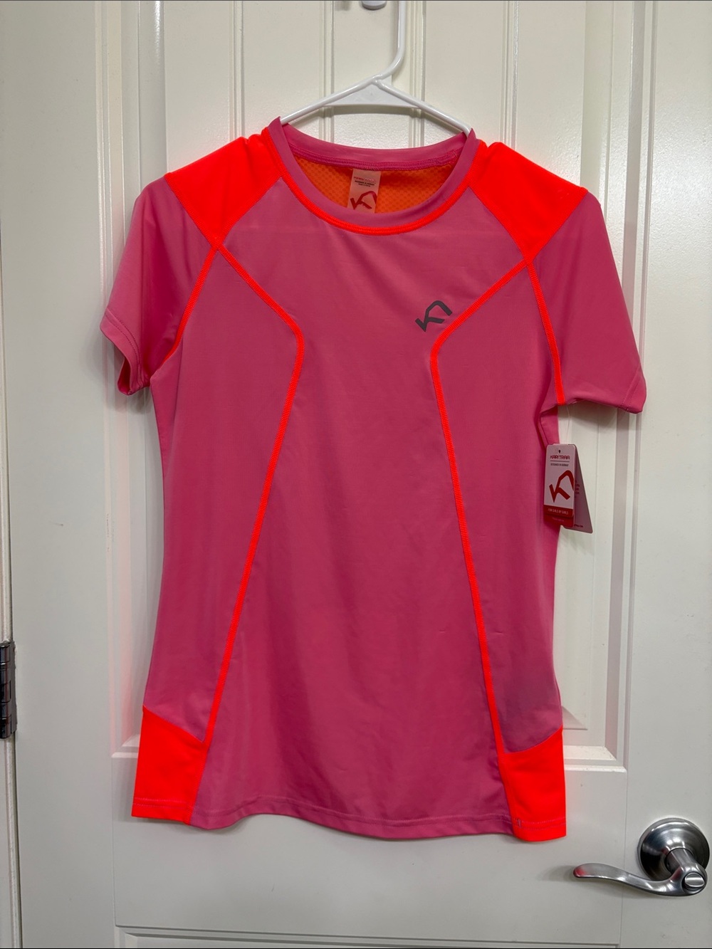 NWT Kari Traa Pink Tee with Neon Coral Panels